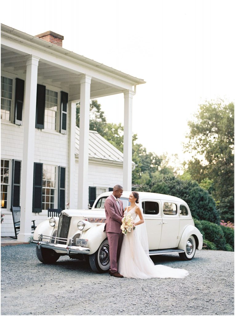 Bride and Groom romantic portraits at Clifton Inn Wedding Venue in Charlottesville Virginia