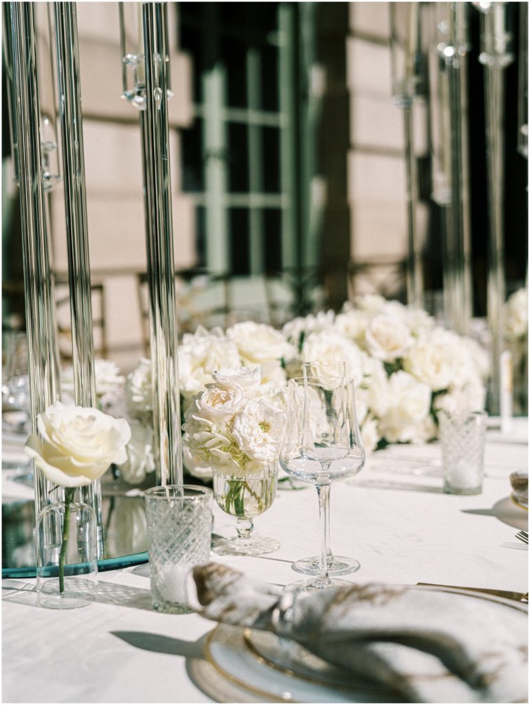 lush and luxury tablescape design at Anderson House Washington DC Wedding Venue